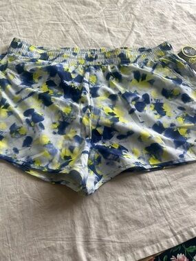 Women’s Athletic Shorts - Blue and Yellow Splatter Print